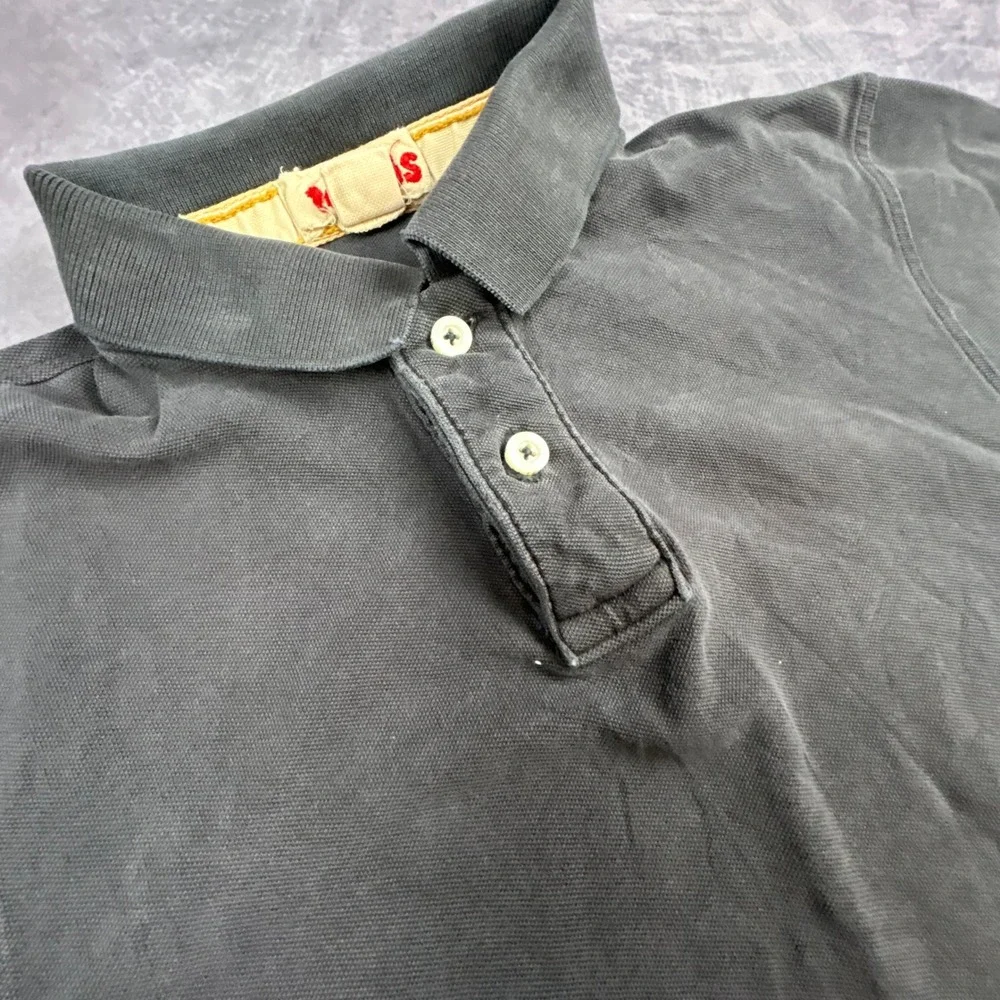 Mens Levis Vintage Y2K Faded‎ Black Polo Shirt Short Sleeve Boxy Fit Large